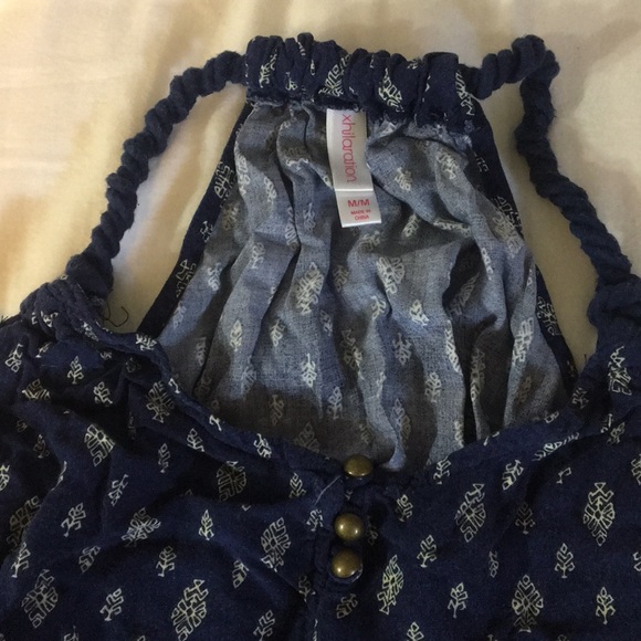 Blue bohemian tank top with rope strap - Picture 2 of 5